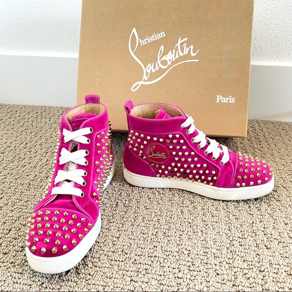Christian Louboutin Shoes - Christian Louboutin Velvet Spikes Sneakers